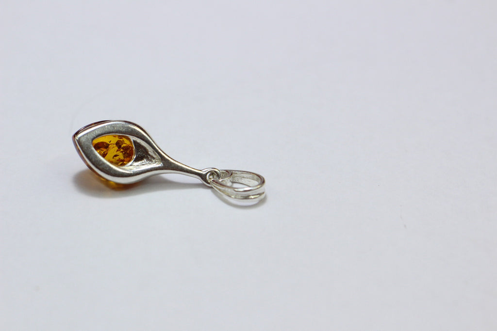 Anhanger mit schanen braunen Bernstein 925 Silber Collier Kette aus Litauen