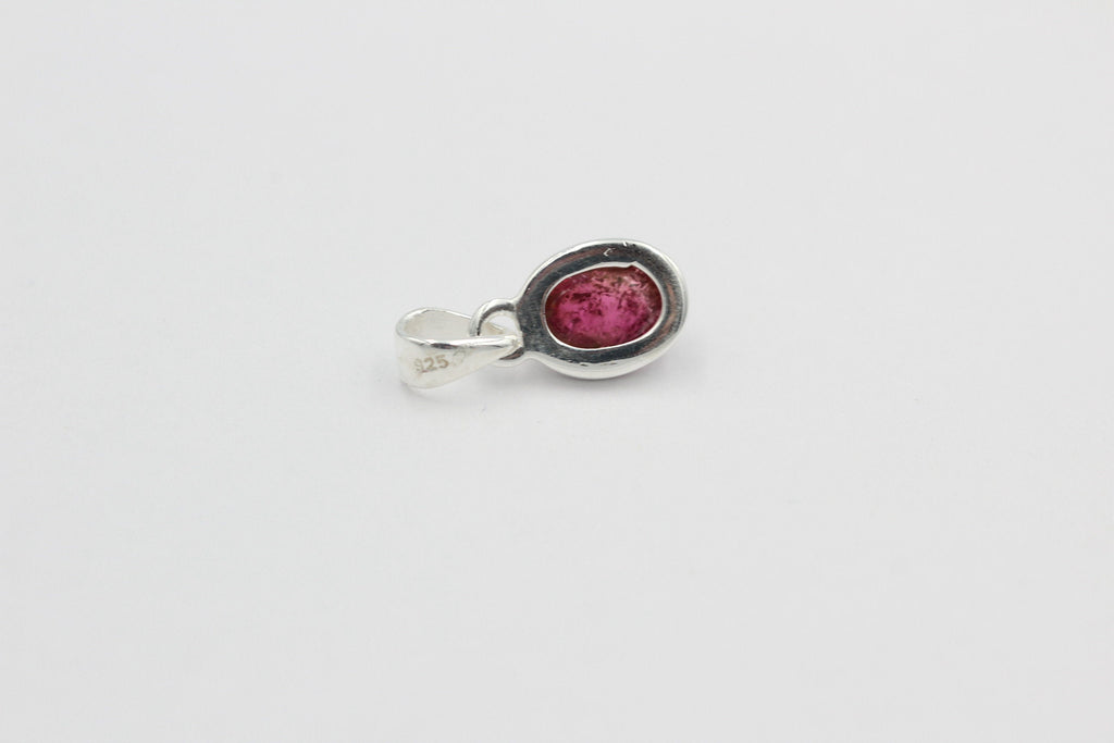 Edler 2,2  Carat rosa Turmalin Cabochon Schliff 925 Silber Collier Kette Unikat