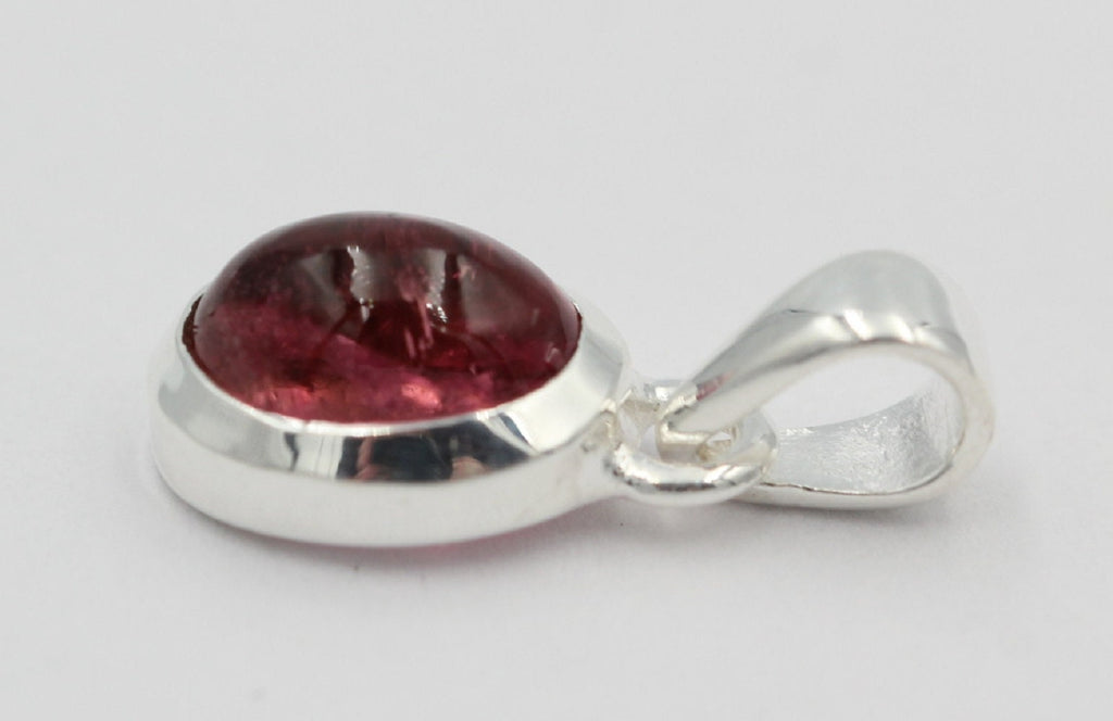 Edler 2,2  Carat rosa Turmalin Cabochon Schliff 925 Silber Collier Kette Unikat
