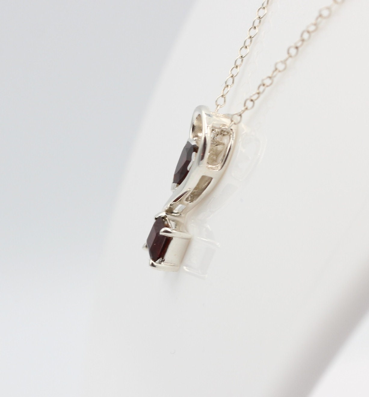 Edler 1,3 Carat Granat Design Anhänger 925 Silber Collier Kette Granatschmuck