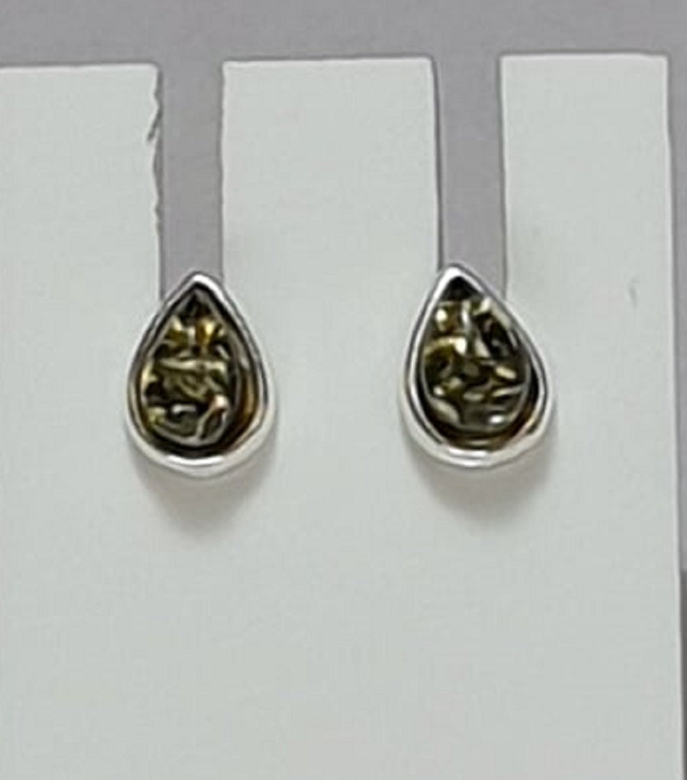 Edler Bernstein Ohrstecker Unisex 925 Silber Ohrschmuck Bernsten aus Litauen