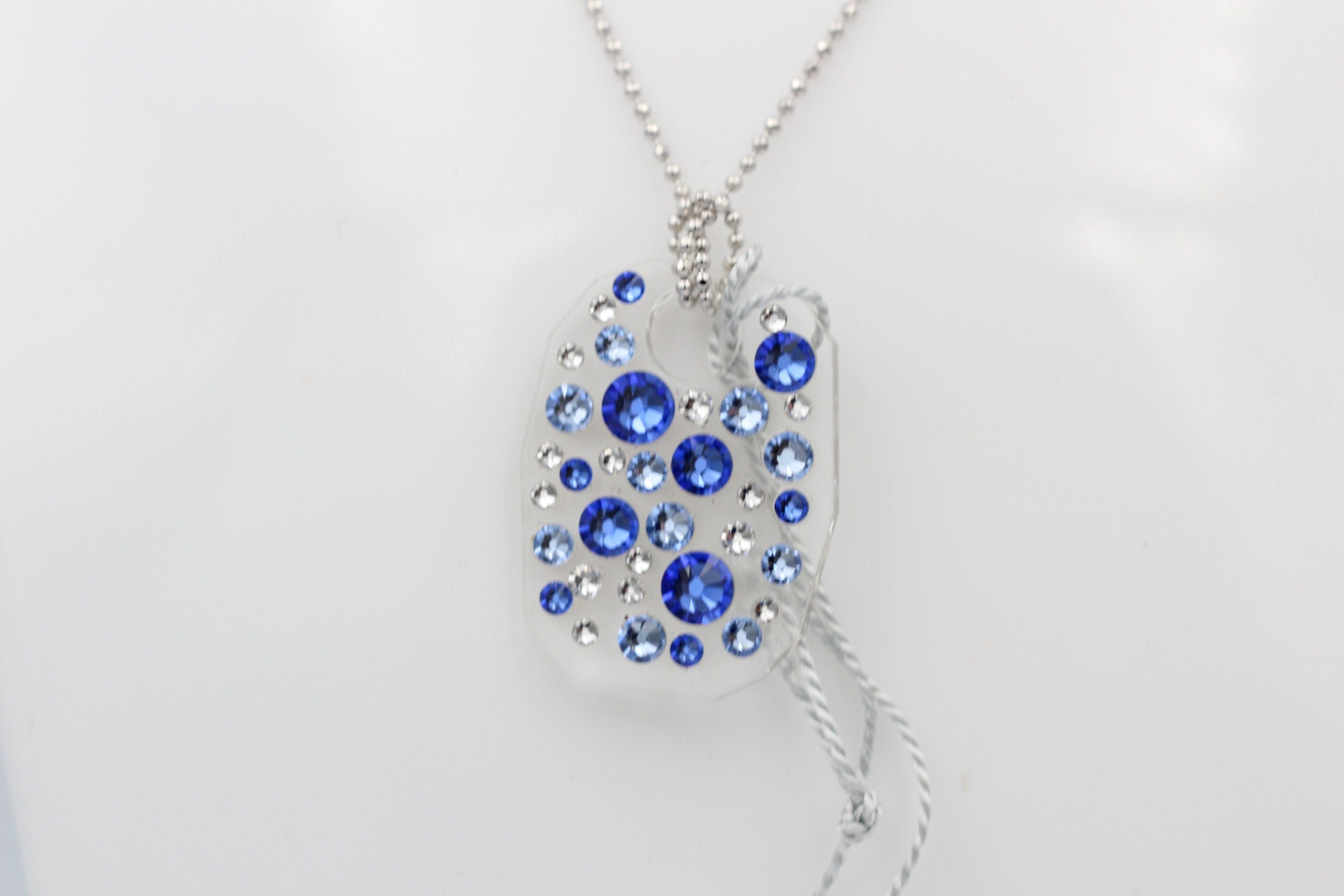 Collier Bubble mit Swarovski-Elements Saphire mit 925 Silber Kette