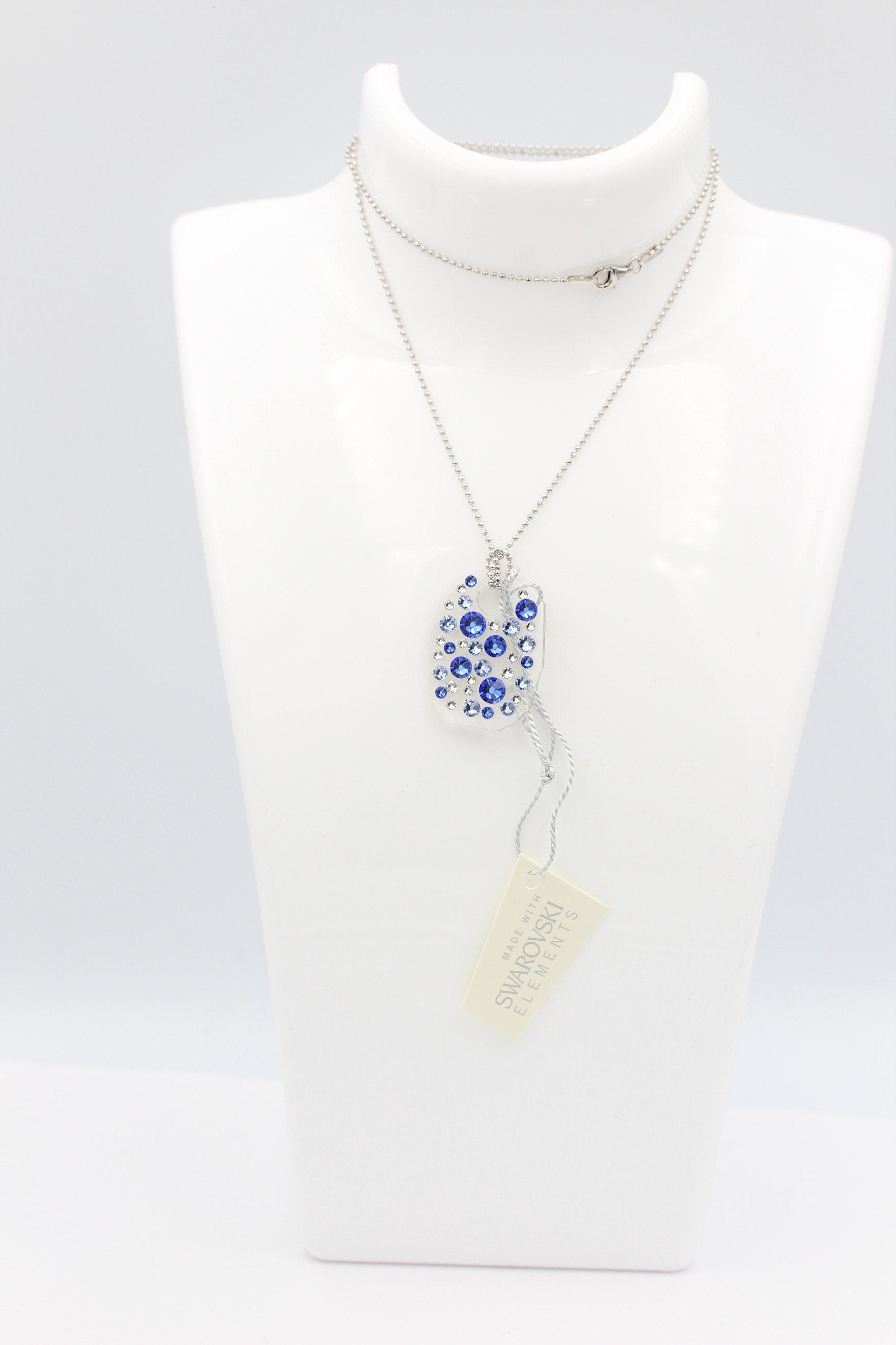 Collier Bubble mit Swarovski-Elements Saphire mit 925 Silber Kette
