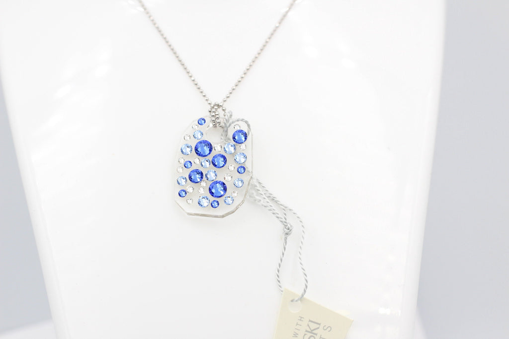 Collier Bubble mit Swarovski-Elements Saphire mit 925 Silber Kette
