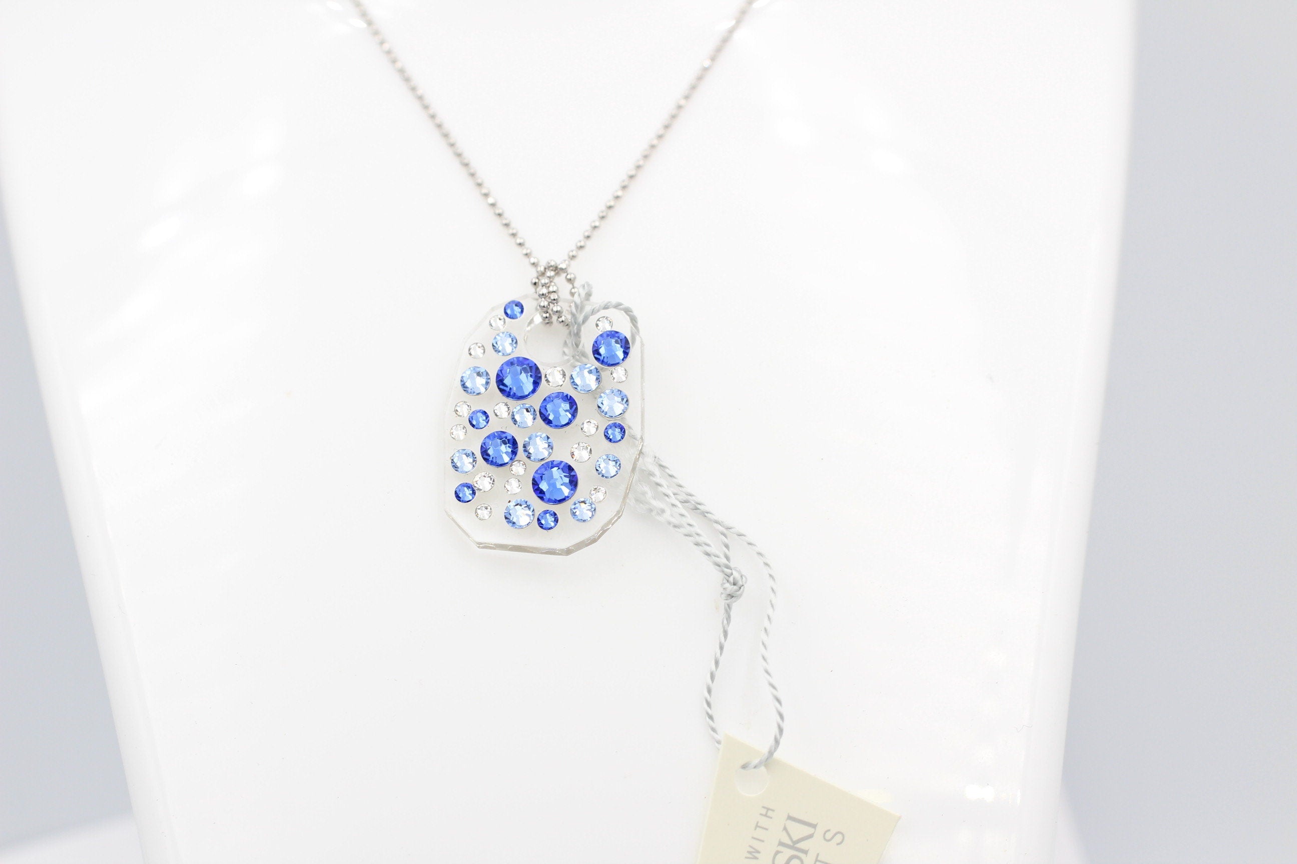 Collier Bubble mit Swarovski-Elements Saphire mit 925 Silber Kette