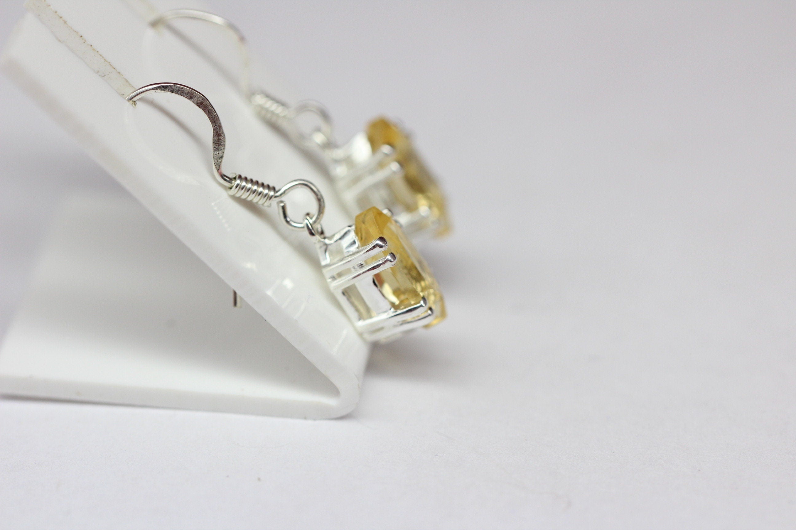 Edle 2,0 Carat Citrin Ohrhanger 925 Silber hellgelber Edelstein Ohrschmuck top