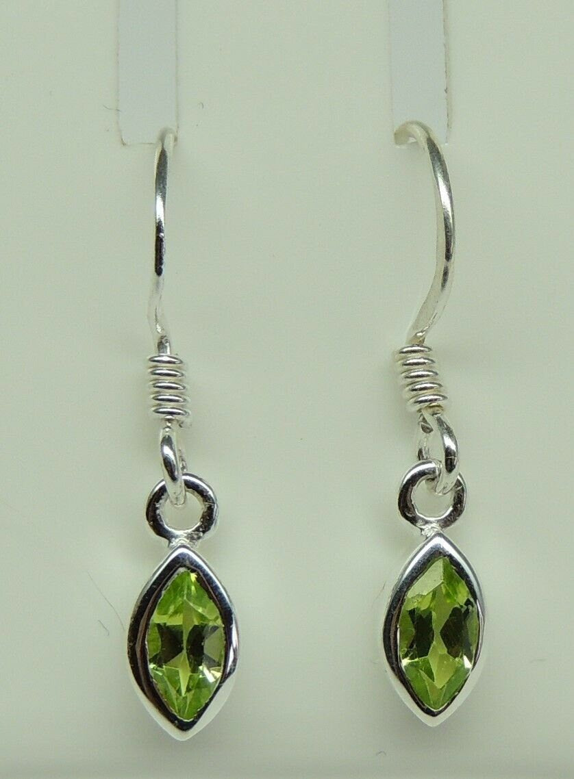 Edle 0,4 Carat maigraner Peridot Ohrhanger 925 Silber Ohrschmuck