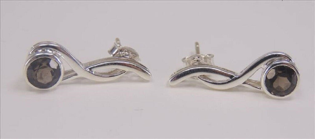 Edle 1,89 Carat Rauchquarz,Topas Ohrstecker, Ohrschmuck. 925b Sterling Silber