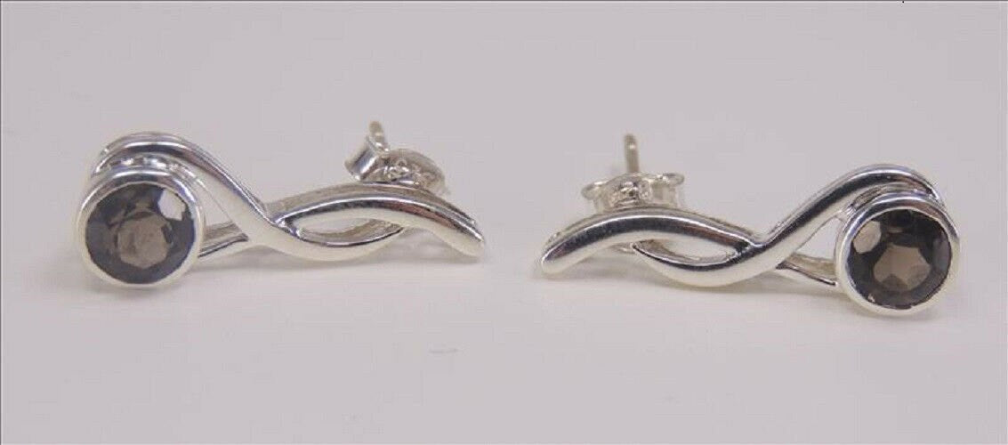 Edle 1,89 Carat Rauchquarz,Topas Ohrstecker, Ohrschmuck. 925b Sterling Silber