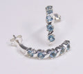 Edle moderne 1,40 Carat Blautopas Halbcreolen, Ohrstecker, 925 Silber