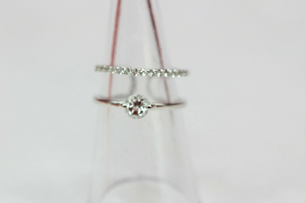 Edler 0,8 Carat Weiatopas Fingerring 925 Silber Doppelring Grosse 6 / 7/ 8 / 9