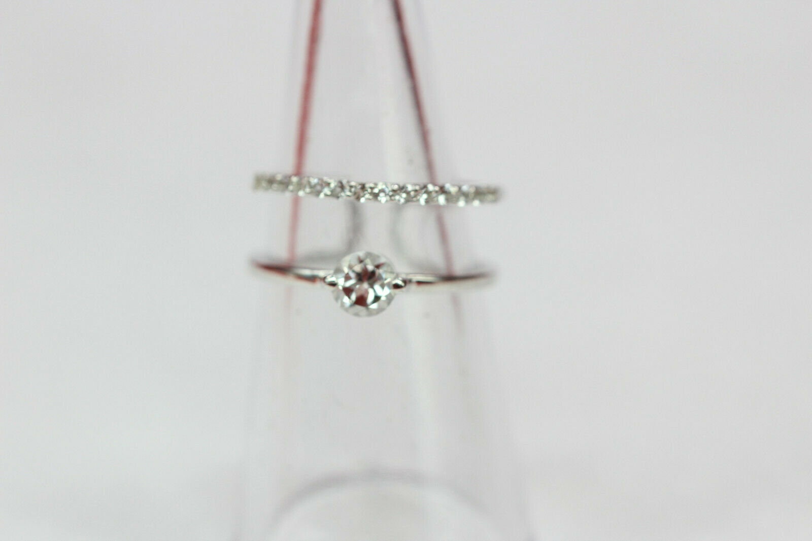 Edler 0,8 Carat Weiatopas Fingerring 925 Silber Doppelring Grosse 6 / 7/ 8 / 9