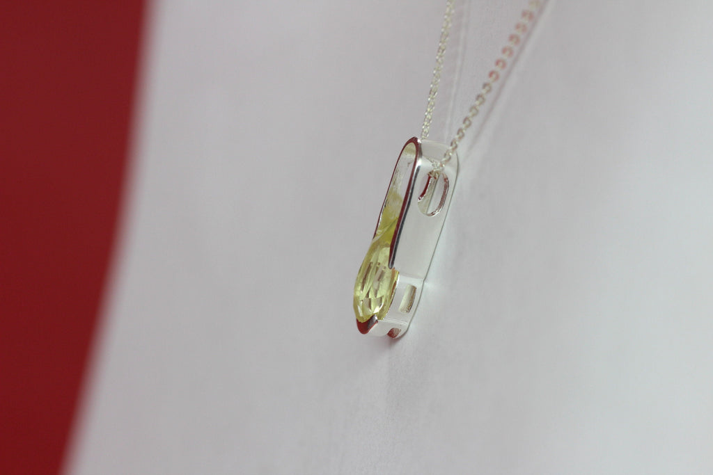 Edler 2,9 Carat Limonentopas Anhanger 925 Silber  Lemonquarz topas