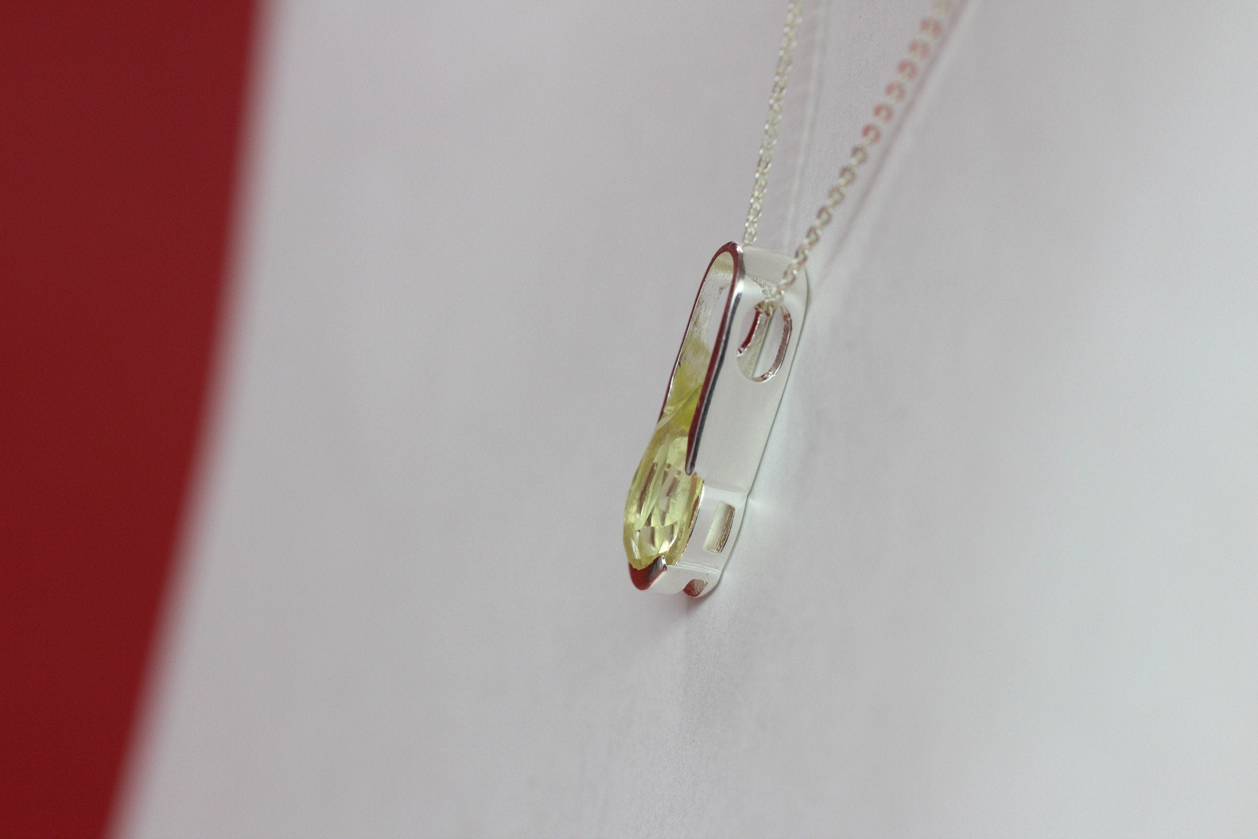 Edler 2,9 Carat Limonentopas Anhanger 925 Silber  Lemonquarz topas