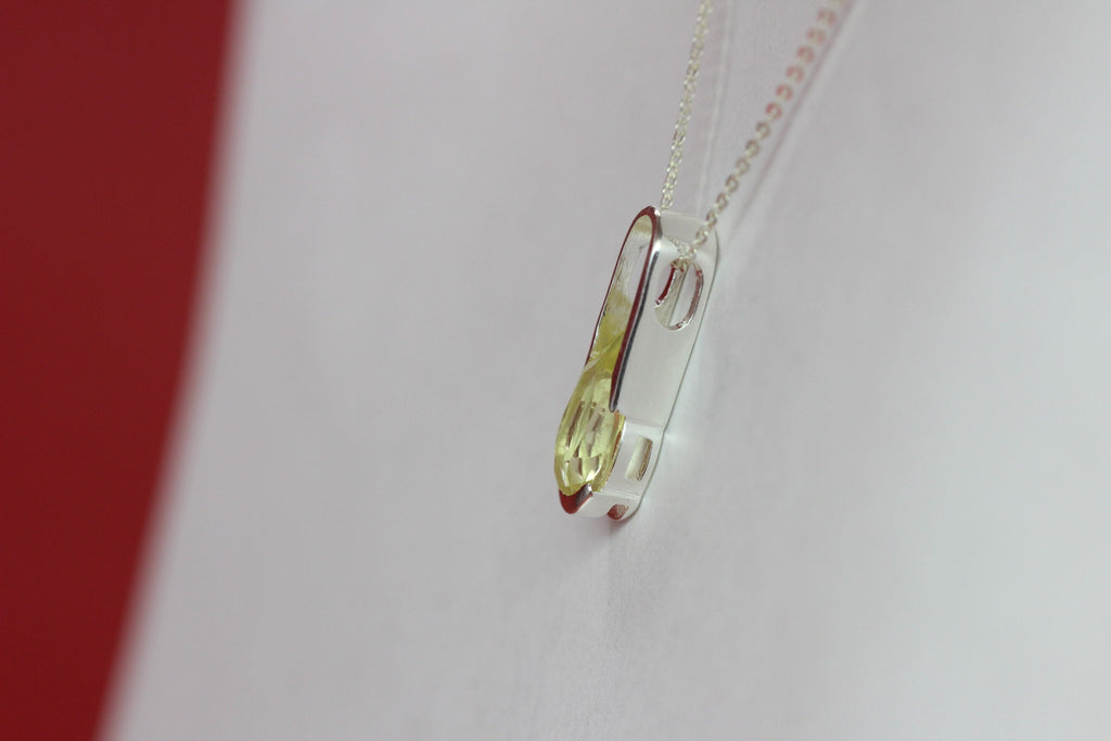 Edler 2,9 Carat Limonentopas Anhanger 925 Silber  Lemonquarz topas