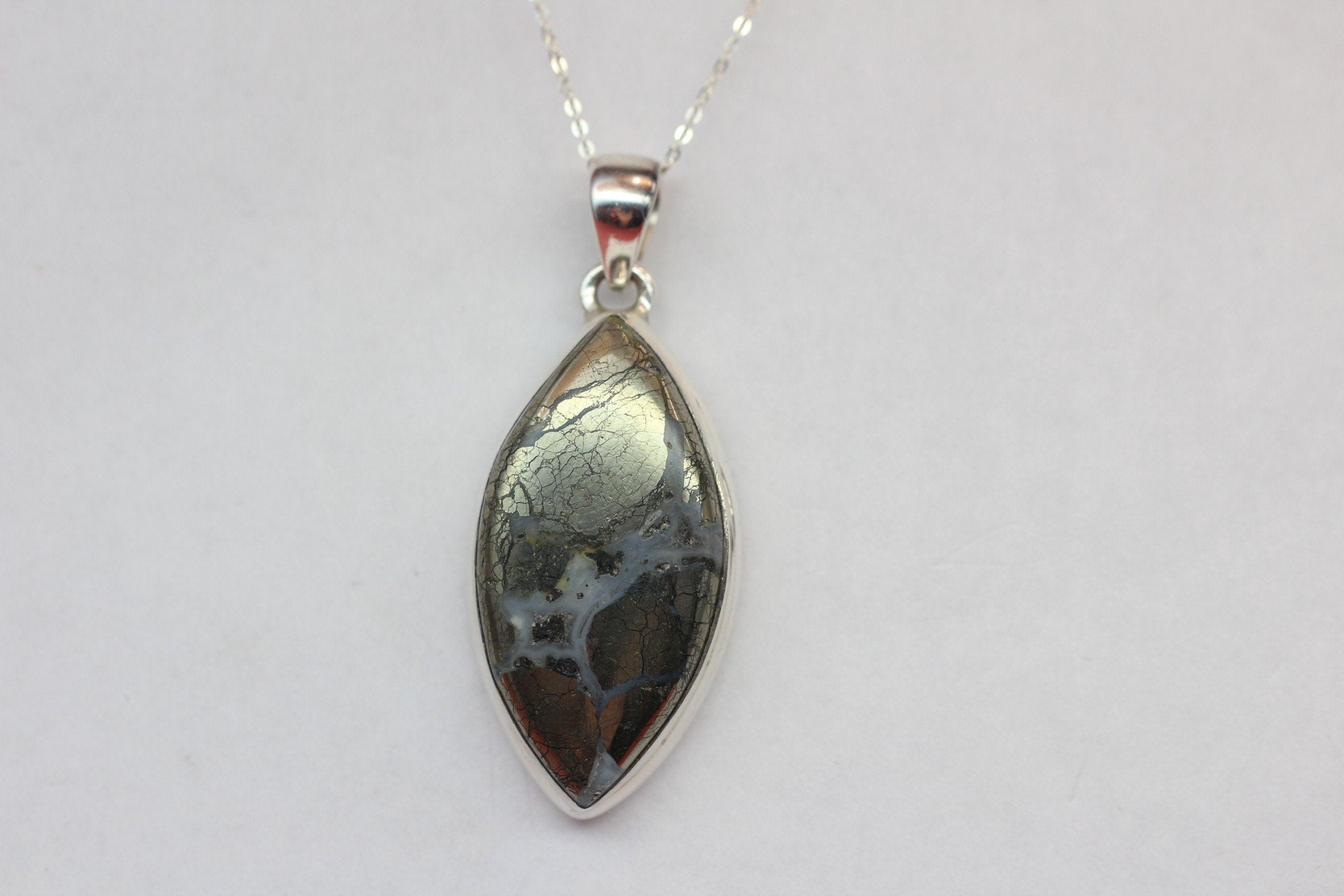 Achat mit Pyrite Anhänger 925 Silber  wundervolles Mineral   Unitkat