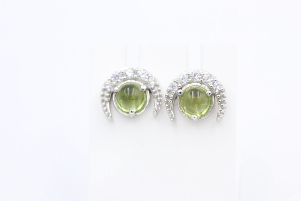 Edle 1,10 Carat Peridot Mondohrstecker 925 Silber maigrüner Edelstein Olivin
