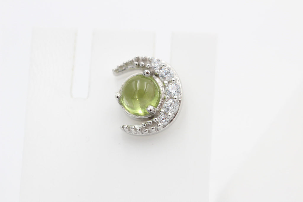 Edle 1,10 Carat Peridot Mondohrstecker 925 Silber maigrüner Edelstein Olivin