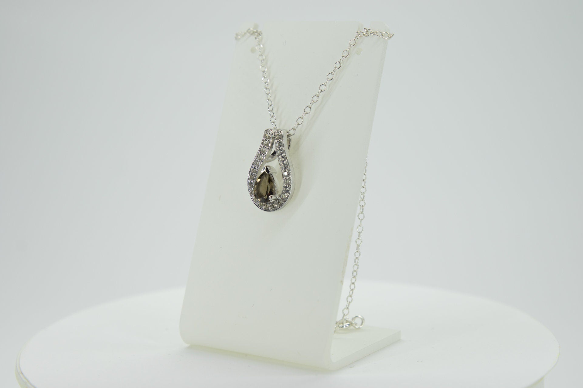 Edle 0,65 Carat Rauchquarz Anhänger 925 Silber weisstopas 925 Silber Topas