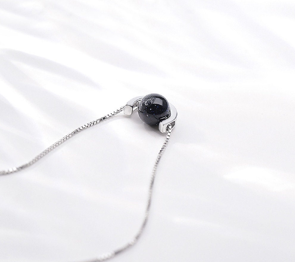 Collier mit Stein versilbert 45 cm mit Verlangerung bis zu 52 cm Sonderposten