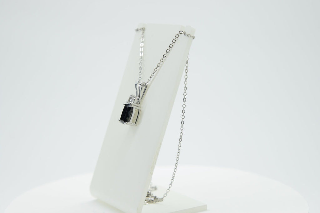 Edler 1,65 Carat schwarzer Spinell Anhanger 925 Silber   Edelstein Spinell und Weißtopas Schmuck