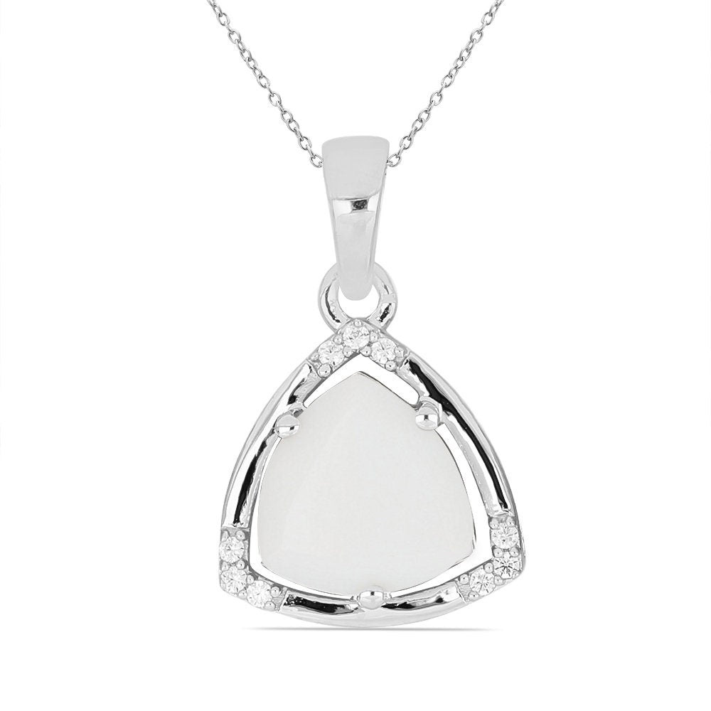 2,25 Carat weißer Onyx mit Zirkonia 925 Silber Kette Onyxanhänger Collier