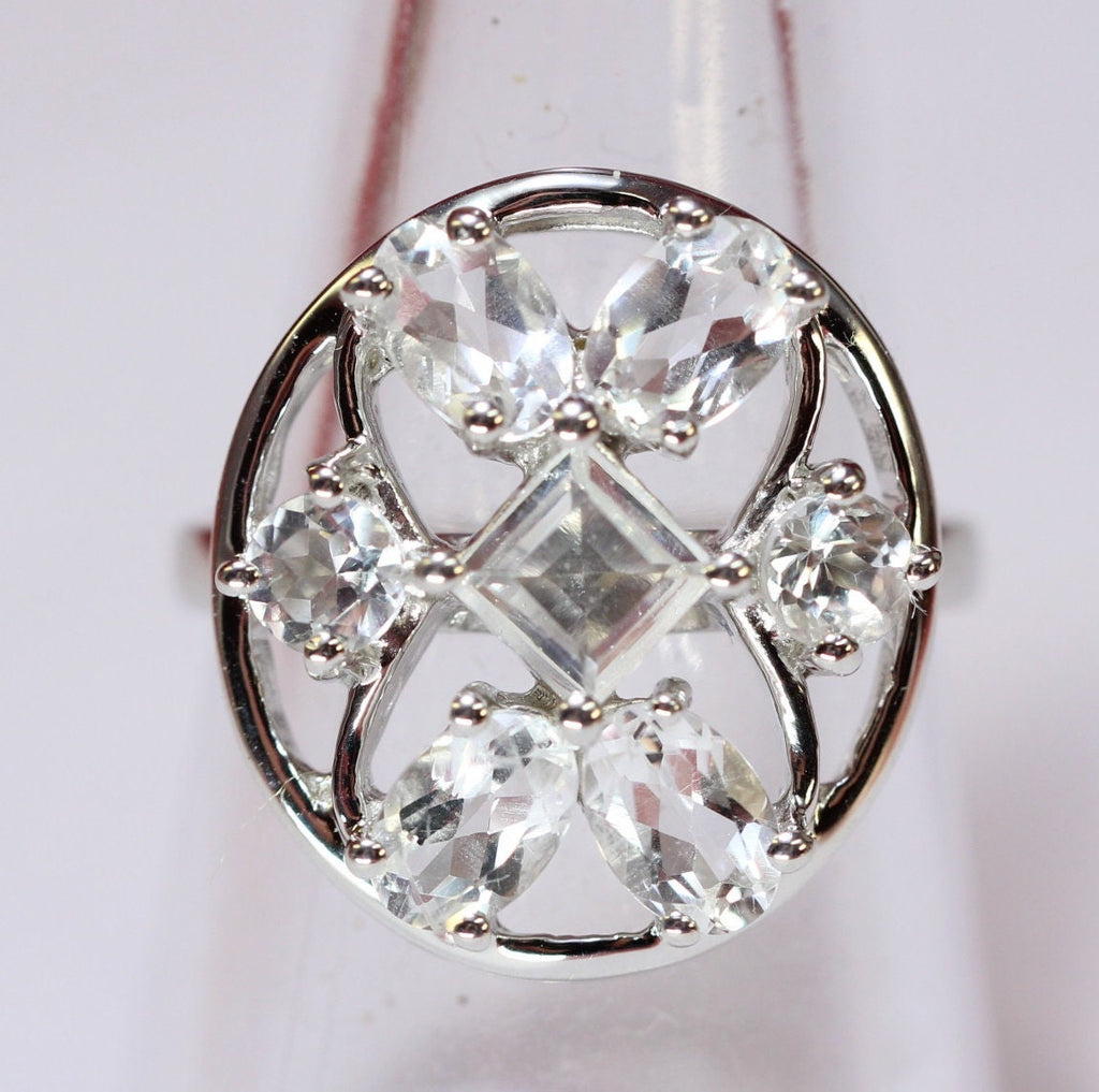 Design pur 3,9 Carat weisstopas  Ring 925 Silber Grasse 58 / 8/ 18,5 weisser Topas