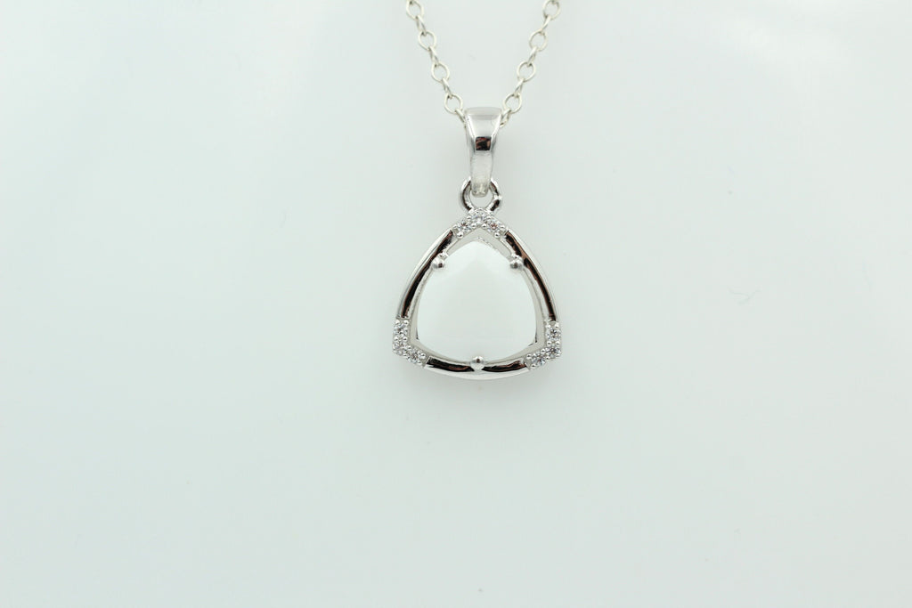 2,25 Carat weißer Onyx mit Zirkonia 925 Silber Kette Onyxanhänger Collier