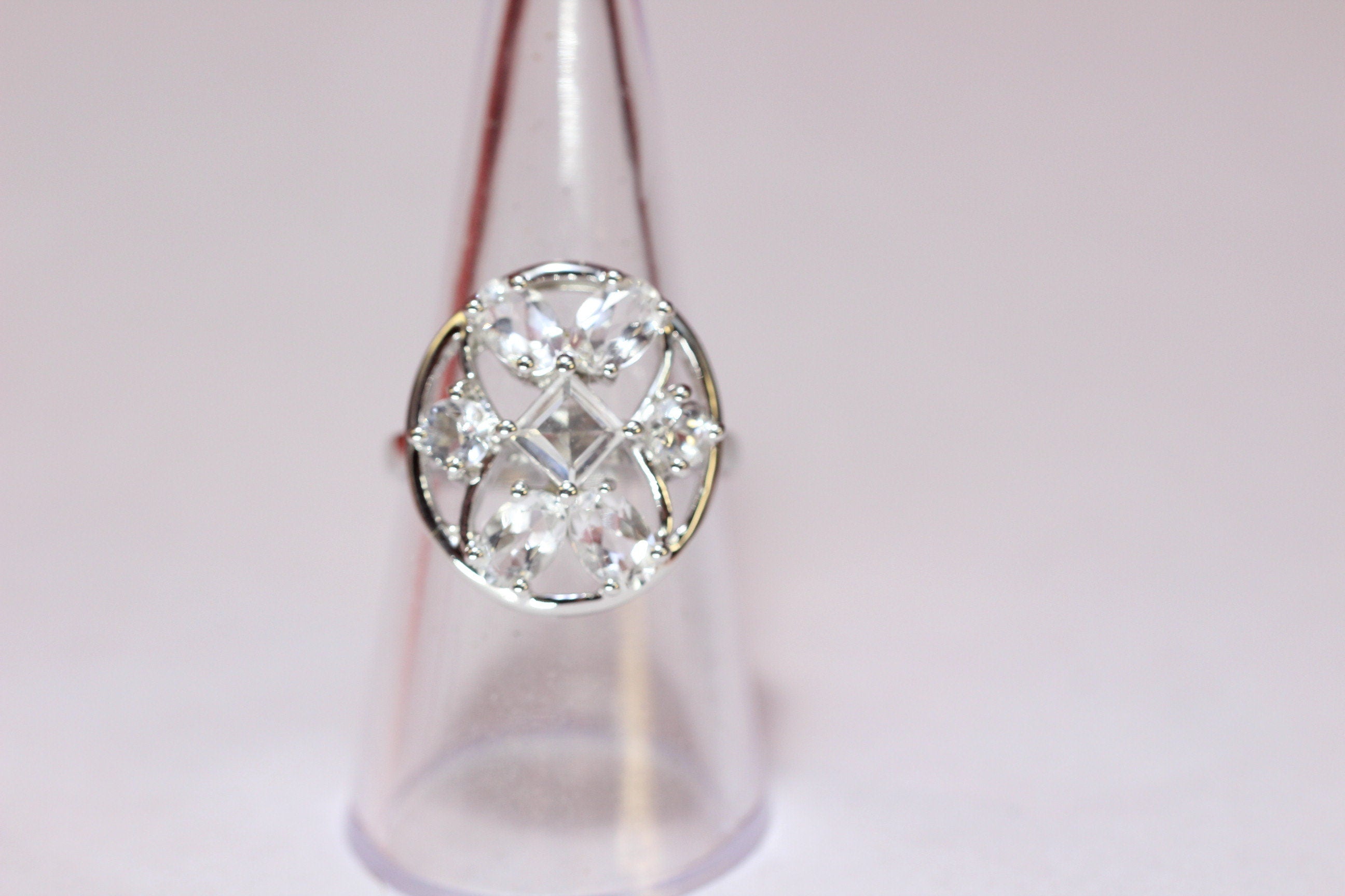 Design pur 3,9 Carat weisstopas  Ring 925 Silber Grasse 58 / 8/ 18,5 weisser Topas