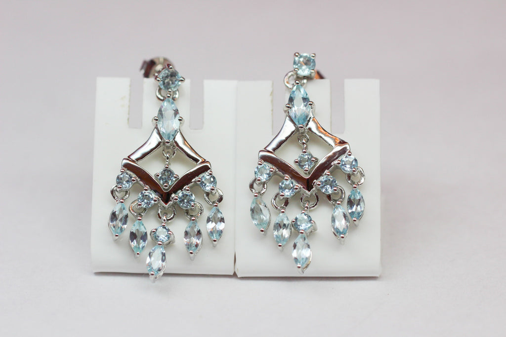Edle 6,95 Carat Blautopas Ohrstecker 925 Silber sky blue Topas Ohrhanger