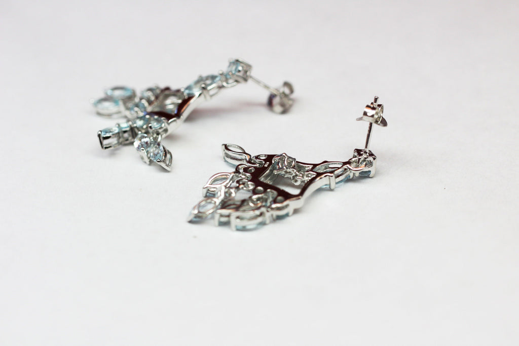 Edle 6,95 Carat Blautopas Ohrstecker 925 Silber sky blue Topas Ohrhanger