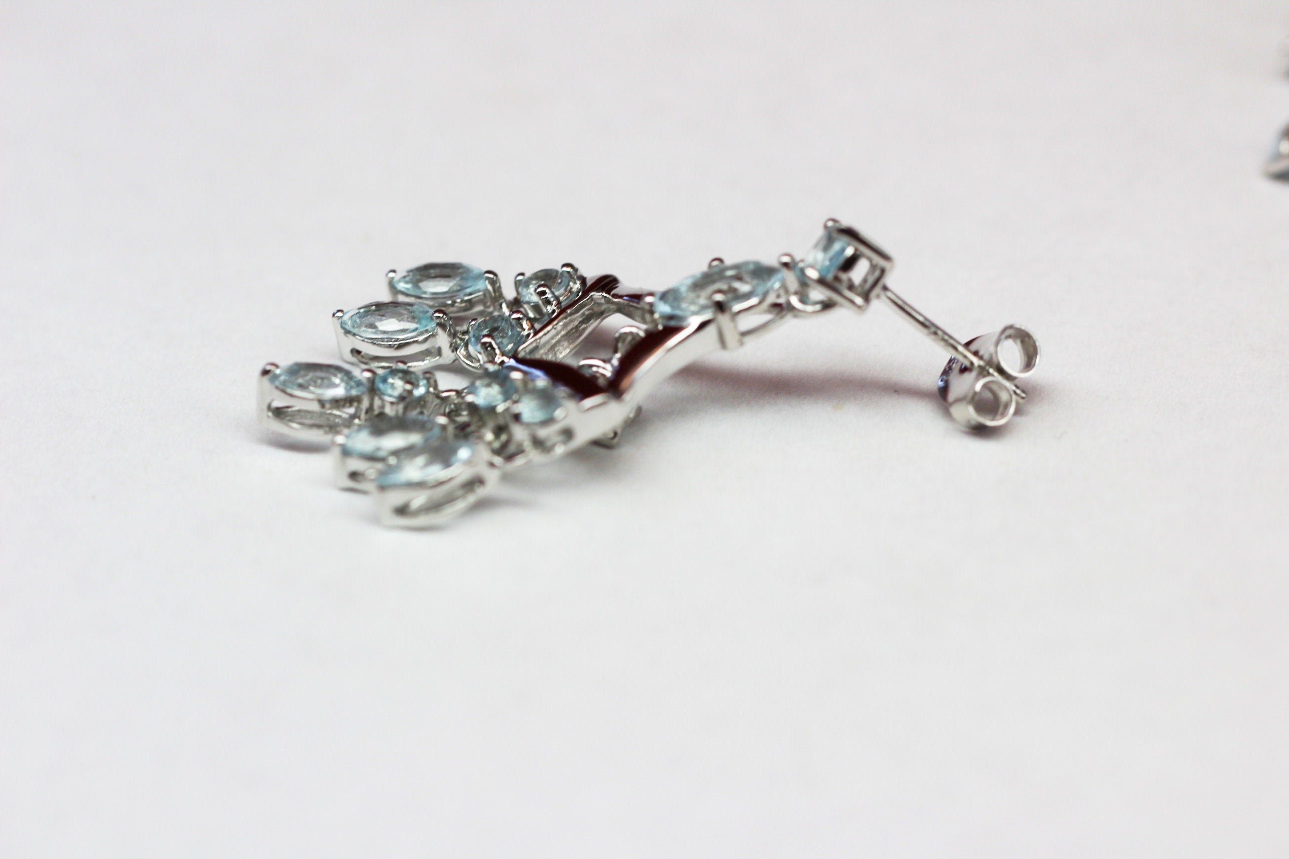Edle 6,95 Carat Blautopas Ohrstecker 925 Silber sky blue Topas Ohrhanger
