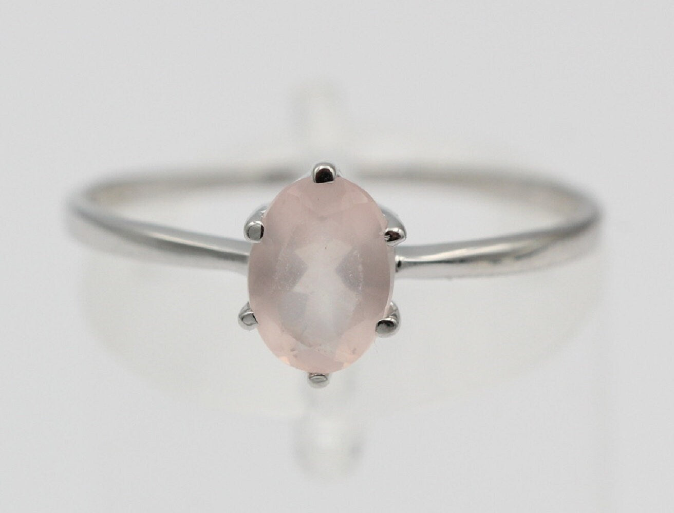 Edler 0,88 Carat Rosenquarz Ring 925 Silber t Ring  Gr. 6 / 16,5 / 51 Edelstein