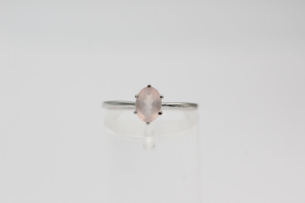 Edler 0,88 Carat Rosenquarz Ring 925 Silber t Ring  Gr. 6 / 16,5 / 51 Edelstein