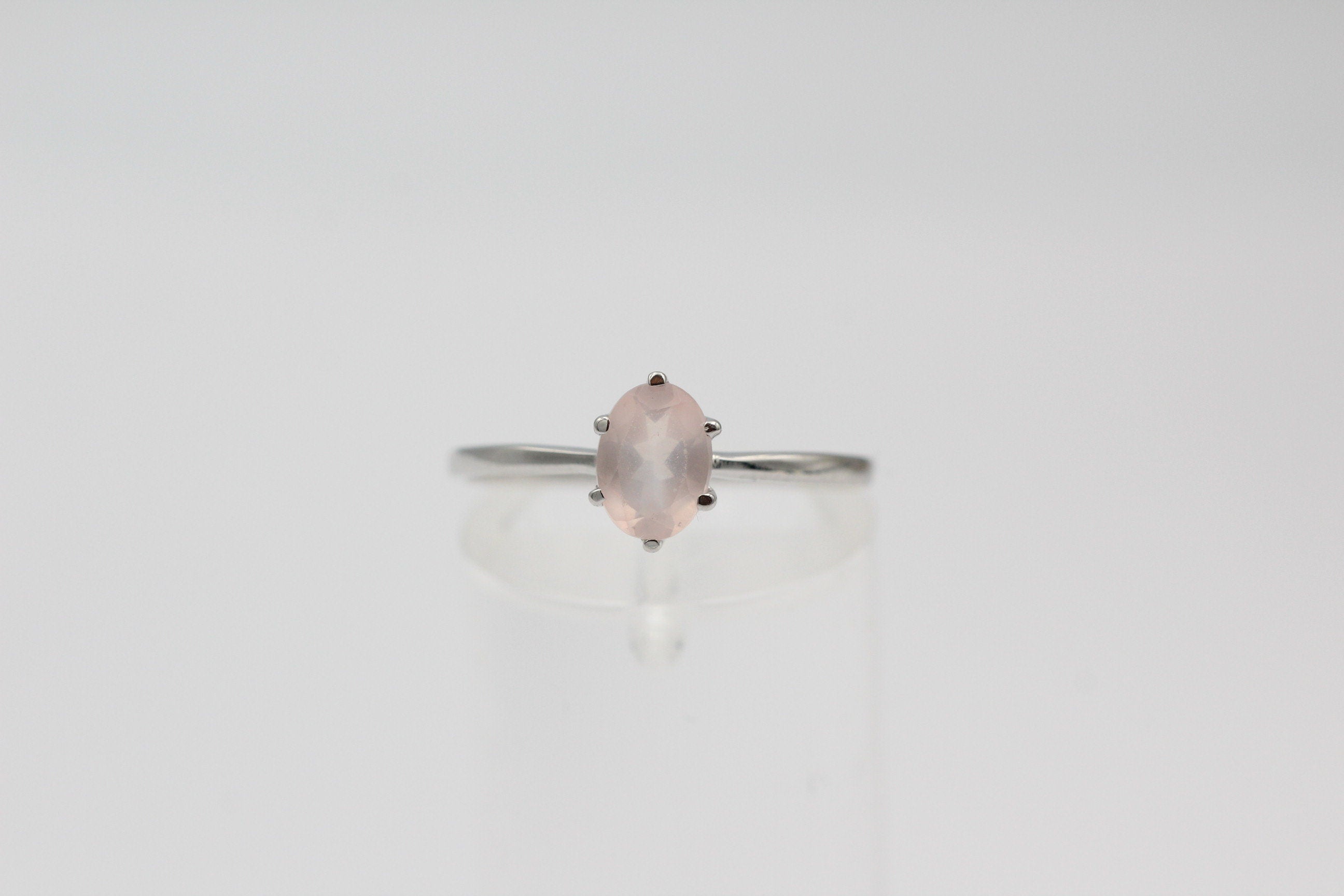Edler 0,88 Carat Rosenquarz Ring 925 Silber t Ring  Gr. 6 / 16,5 / 51 Edelstein