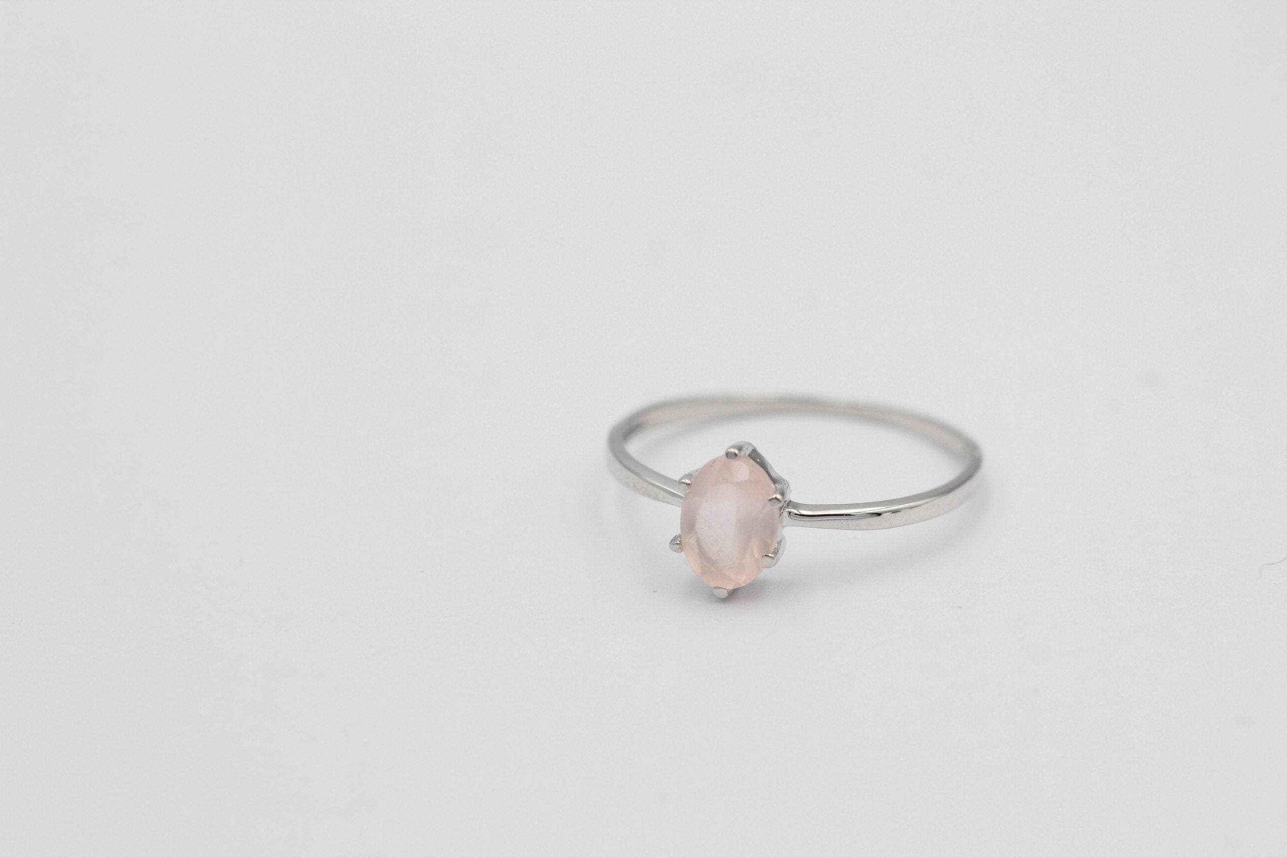 Edler 0,88 Carat Rosenquarz Ring 925 Silber t Ring  Gr. 6 / 16,5 / 51 Edelstein