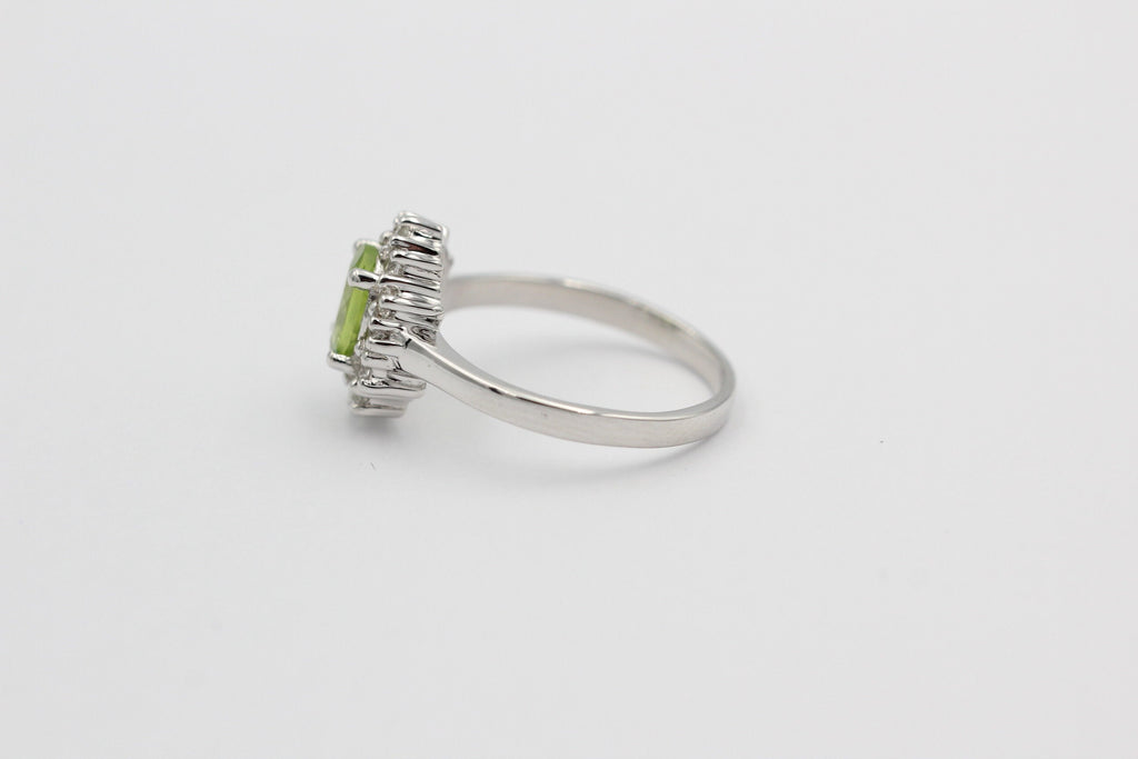 Edler 1,65 Carat Peridot Weiatopas Ring 925 Silber maigraner Olivin 8 / 18 / 57