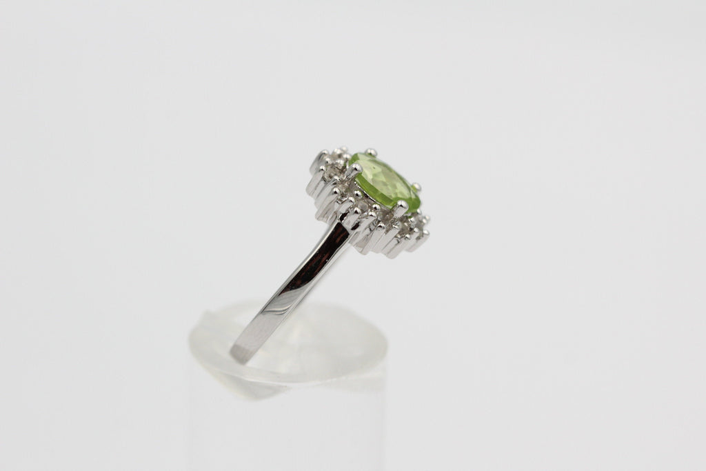 Edler 1,65 Carat Peridot Weiatopas Ring 925 Silber maigraner Olivin 8 / 18 / 57