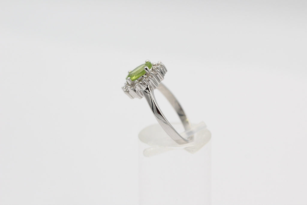 Edler 1,65 Carat Peridot Weiatopas Ring 925 Silber maigraner Olivin 8 / 18 / 57