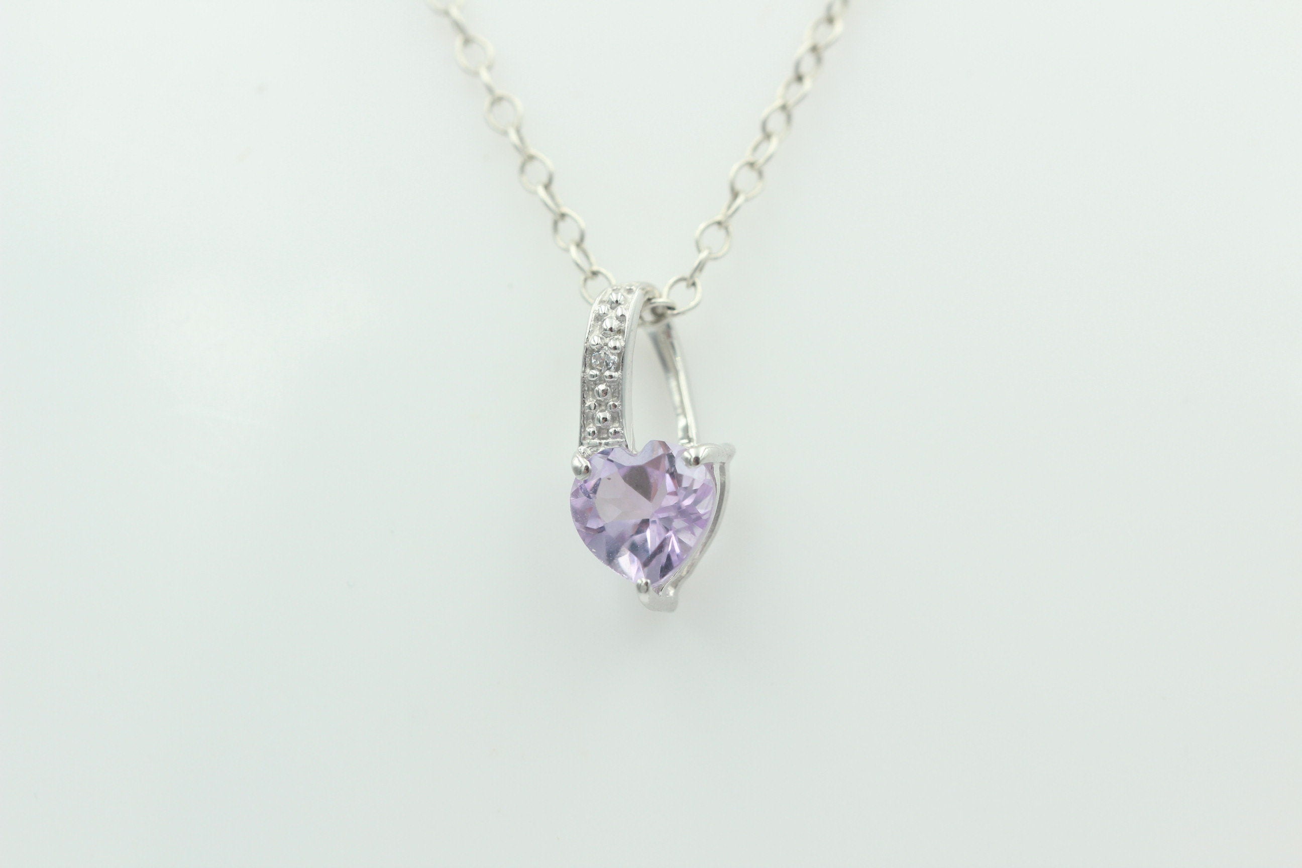 0,58 Carat Pink Amethyst Herz Anhänger 925 Silber Amethystschmuck