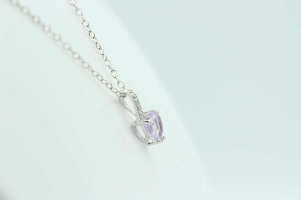 0,58 Carat Pink Amethyst Herz Anhänger 925 Silber Amethystschmuck