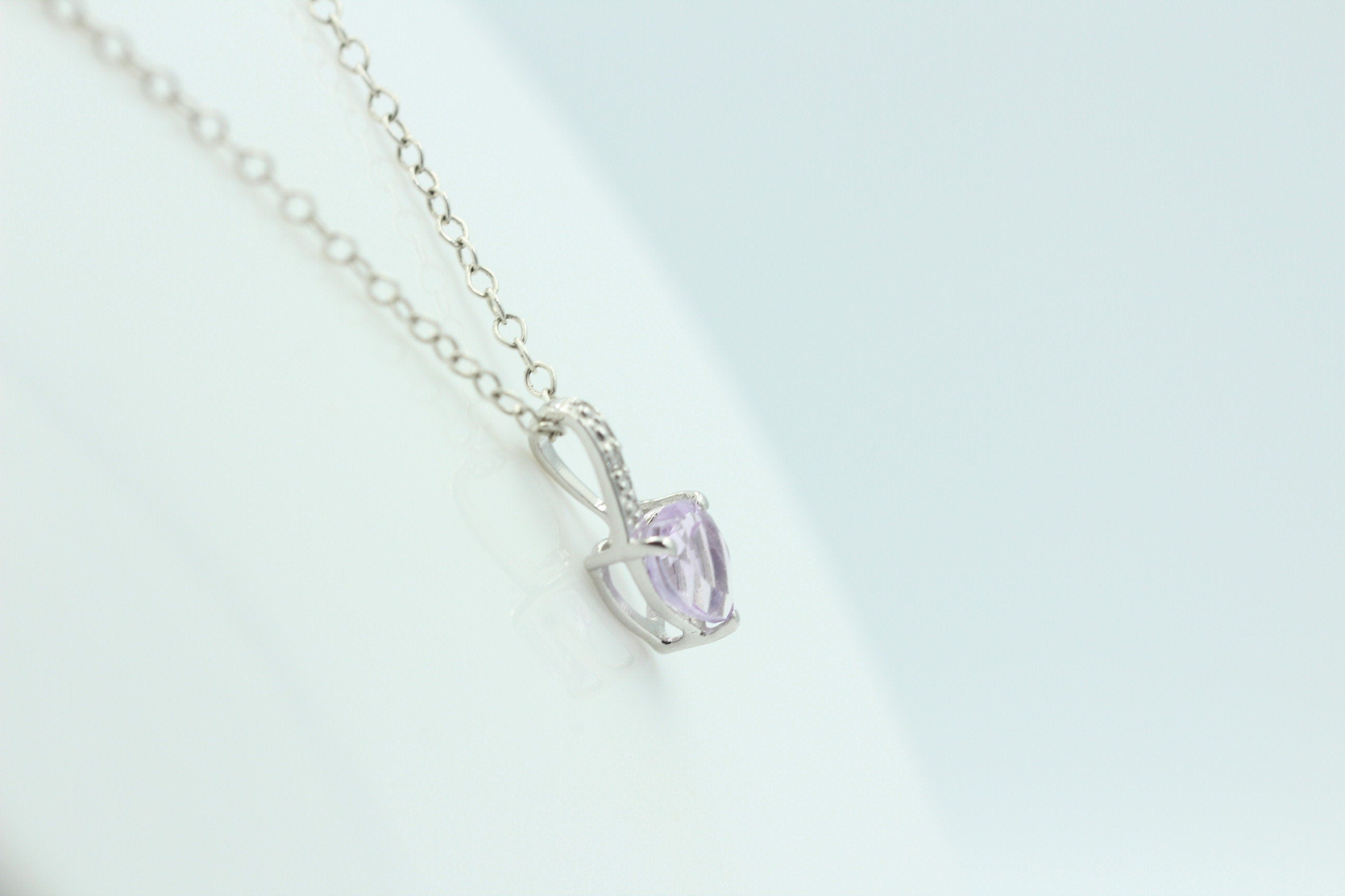 0,58 Carat Pink Amethyst Herz Anhänger 925 Silber Amethystschmuck