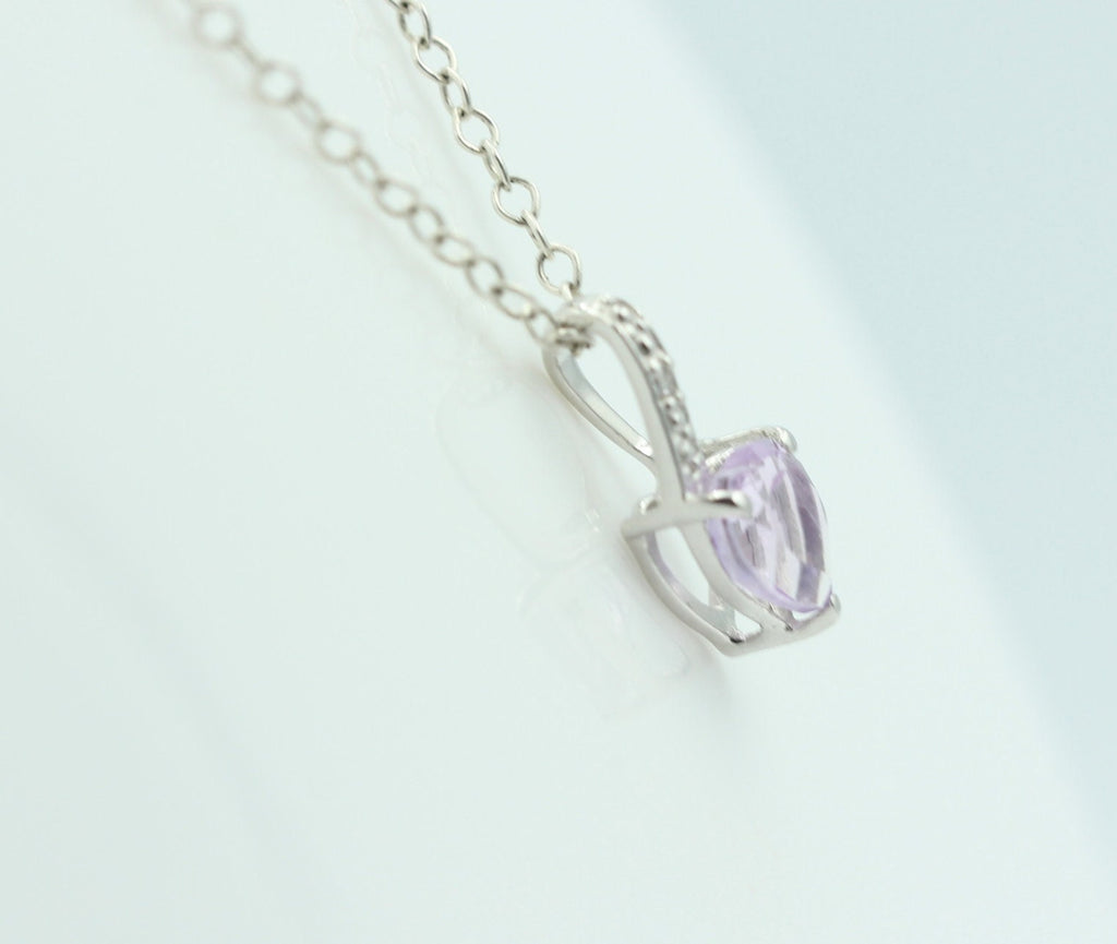 0,58 Carat Pink Amethyst Herz Anhänger 925 Silber Amethystschmuck