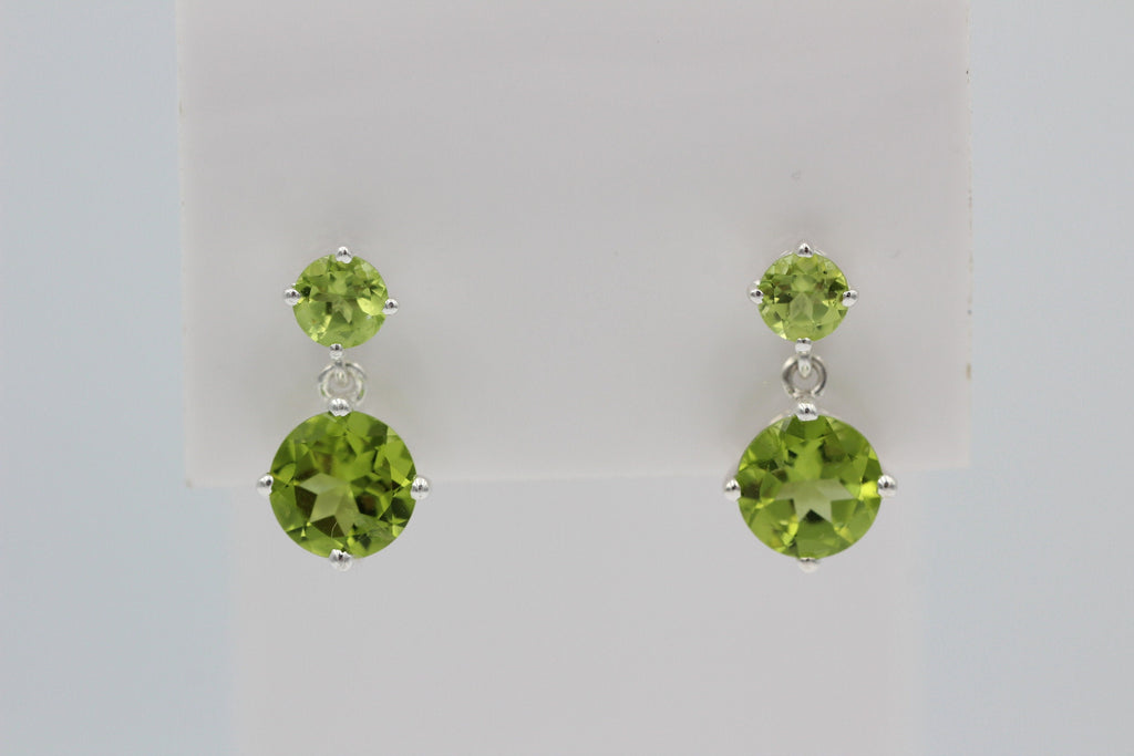Edle 2,4 Carat Peridot Ohrstecker 925 Silber Ohrschmuck Edelstein Olivin Top