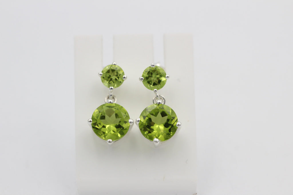 Edle 2,4 Carat Peridot Ohrstecker 925 Silber Ohrschmuck Edelstein Olivin Top