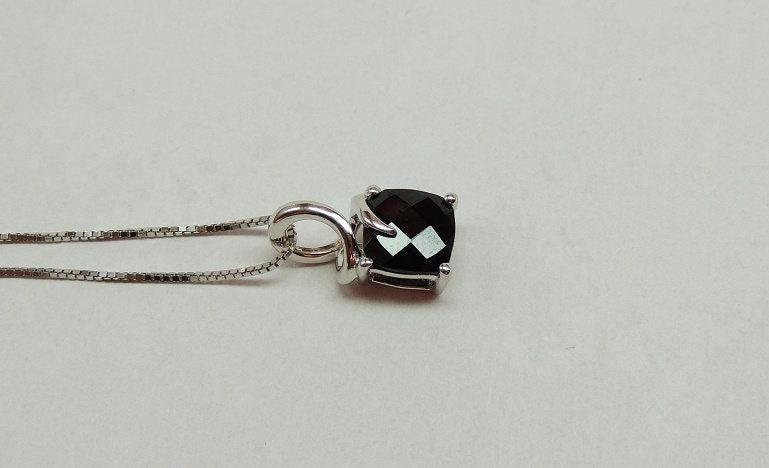 Eder 1,70 Carat schwarzer Spinell Anhanger 925 Silber Collier Kette Edelsteinanhanger