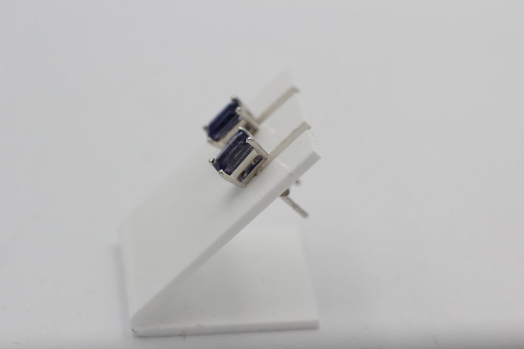 Edle 1,25 Carat Ioltih Ohrstecker 925 Silber Wassersaphir Luchssaphir Edelstein