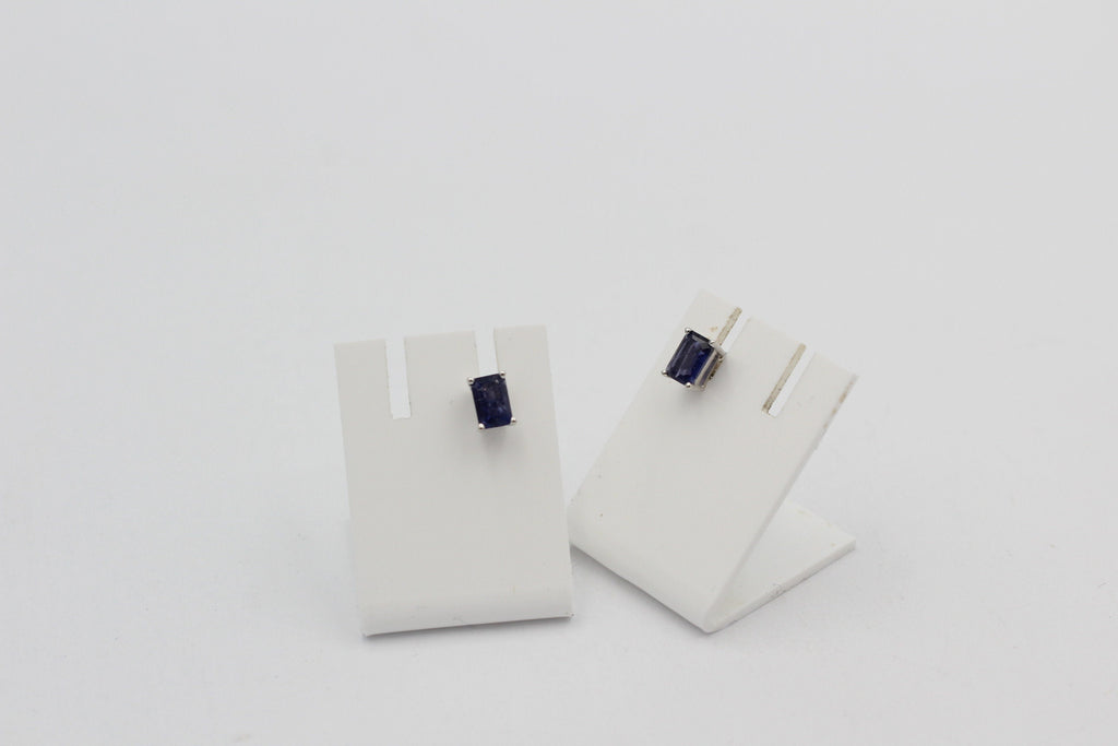 Edle 1,25 Carat Ioltih Ohrstecker 925 Silber Wassersaphir Luchssaphir Edelstein