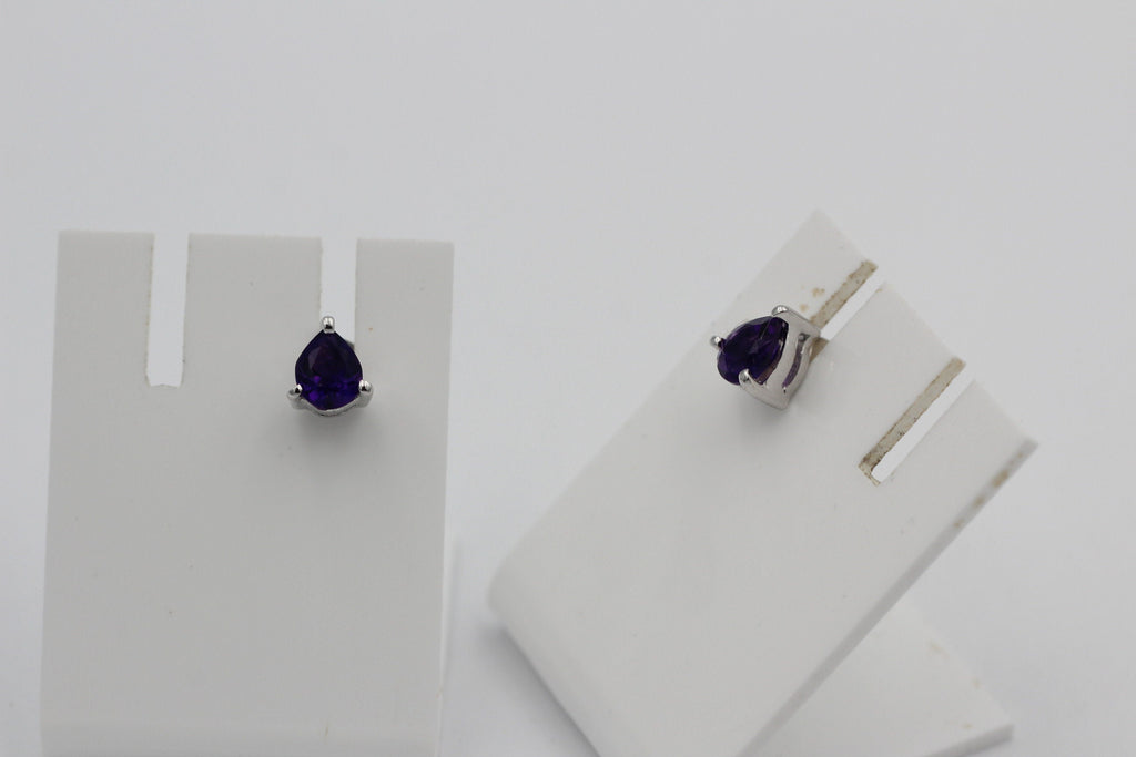 Edle 0,45 Carat Amethyst Ohrstecker Orring 925 Silber Unisex violetter Edelstein