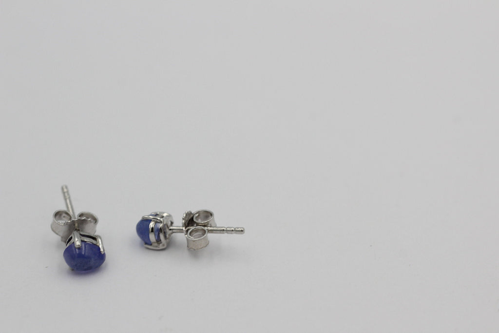 Edle 1,14 Tansanit Ohrstecker 925 Silber Tropfen Cabochon Schliff Afrika Unisex